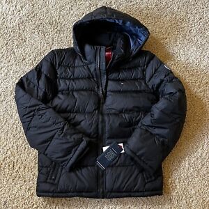 NWT Tommy Hilfiger Men's Logo Classic Hoody Puffer Jacket - Black Size S