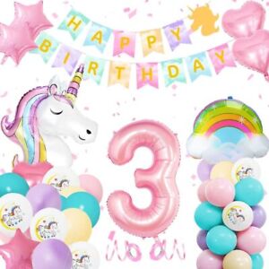 New Listing3rd Unicorn Balloon Birthday Decoration Girls, YYDSXK 3rd Unicorn Party