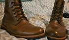 Nisolo Lace-up Size 11.5D Brown Leather Boots, Vibram Soles