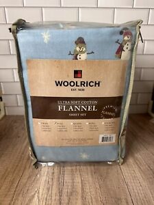 Woolrich flannel sheets Set 100% Cotton Holiday Snowman Themed Full Size