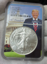 2021 $1 SILVER EAGLE NGC MS70 EARLY RELEASES DONALD TRUMP WHITEHOUSE CORE TYPE 1