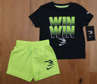Nike Toddler Boy 2 Piece Shirt & Shorts Set ~ Black, White & Volt ~