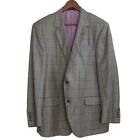 Coppley Sport Coat Mens 46R Gray Check Purple Windopane Super 130s Wool Blazer