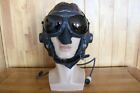 Rare Early Chinese Pilot Leather Flight Helmet (Black Brown Headset Cap),Goggles