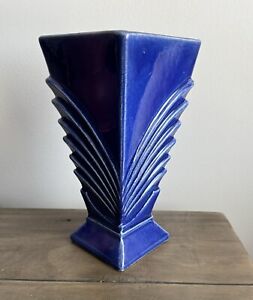 New ListingMcCoy Pottery Cobalt Blue Vase Art Deco 9”
