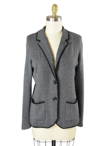 MAGASCHONI Wool Ponte Knit Stretch Herringbone Blazer Jacket Size Medium