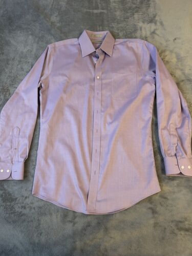 Nordstrom SmartCare Trim Fit Button Down Violet Dress Shirt 15.5/34-35 Non-Iron