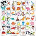 Partywind 960 PCS Individually Wrapped Tattoos for Kids Bulk Cute Temporary T...