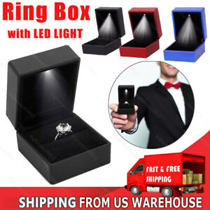 LED Light Ring Box for Proposal Wedding Engagement Birthday Jewelry Gift Case