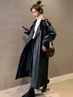 Black Oversized Waterproof Pu Leather Trench Coat Women Long Sleeve Loose Coat