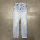 Vintage 90s Made USA Levi’s 501 Grunge Distressed Light Wash Jeans Measure 26x33