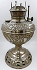 Ornate Antique Kerosene Oil Stand Lamp Art Nouveau Embossed Nickel Plated