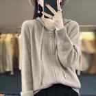 Cashmere Sweater Women's Knit Outwear Hooded Cardigan Casual Coat New Warm Coat