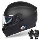 DOT Motorcycle Helmet Full Face With Bluetooth Headset Intercom + Gloves