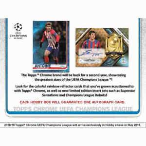 2018-19 TOPPS CHAMPIONS LEAGUE CHROME SOCCER (UEFA) - HOBBY BOX SEALED 18TOSCLC