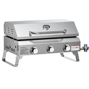 Onlyfire Flat Top Gas Griddle with Lid, 3-Burner Stainless Steel Propane Gas ...