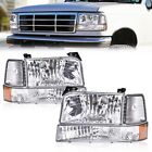 Amber Corner Bumper Lamps Headlights Chrome Fit For 1992-1996 Ford F-150 Bronco (For: 1996 Ford F-150)