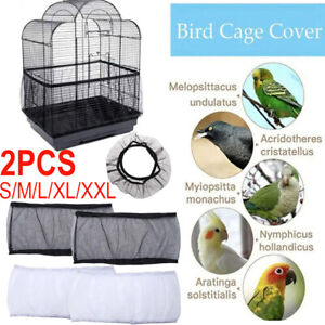 2Pcs Nylon Pet Bird Cage Cover Seed Catcher Shell Skirt Guard Mesh Net Mesh Tid