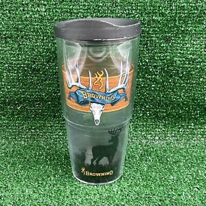 Tervis Tumbler With Lid 24oz Browning Hunting Themed Clear Brown
