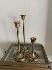 Vintage Brass Candle Holders Graduated Tapered Set of 3 Candlesticks 9
