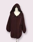COS Oversized Lagenlook Zip Front Jacket Size 12 Hooded Burgundy 100% Cotton
