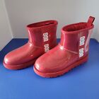 Ugg Women's Rain Boots Classic Clear Mini Samba Red Size 8 #1113190 New