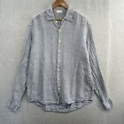 CP Shades Linen Tunic Blouse Womens Large Blue Striped Long Sleeve Button Up