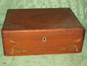 Antique 18-19th C Oak DOCUMENT BOX Dry Old Wood Hand Cut DOVETAIL Joints & TRAY