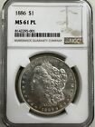 1886 P NGC MS61 PL MS61PL Proof Like Morgan 90% Silver $1 Dollar Coin Free Ship