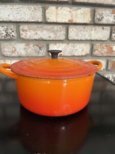 New ListingLe Creuset Dutch Oven B Flame Orange 2 Qt Enameled Cast Iron Pot Vintage