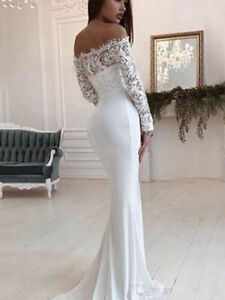 2023 New Selling Bridal Dress Off Shoulder Women's Long Lace Wedding Dress