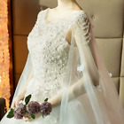 Long Sleeve Wedding Dresses  Oneck  Lace Appliques Tulle Bride ball Gown Train