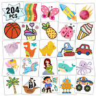 Temporary Tattoos for Kids, 204 Individually Wrapped Sheets Kids Tattoos Sticker