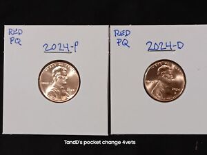 2024 P &D Lincoln Shield Cent (2 COINS)  PREMIUM QUALITY-IN 2x2 w Bonus Coin