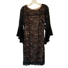 NEW YORK & COMPANY Black Lace & Sequins Bell-Sleeve Cocktail Dress NWT Size XS