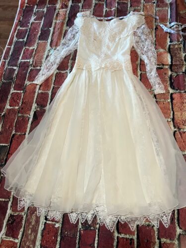Vintage Jessica McClintock Lace Ivory Wedding Dress Sz 7/8