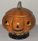 Johanna Parker Retro Halloween Pumpkin Jack-O-Lantern Candy/Cookie Jar 8.25