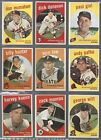 1959 Topps Baseball Semi-Stars Card Lot # 2, Ex to Ex+ Buy what you need