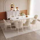 OEZEOM Modern Dining Table Indoor Kitchen Table fr Dining Room White Easy Set Up