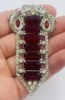 MB Boucher Vintage Ruby Red Glass Deco Dress Clip