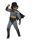 Rubies BATMAN padded jumpsuit with holographic emblem, cape & mask toddler 3T 4T