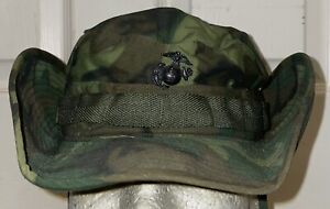 Vietnam War Camouflage ERDL USMC Boonie Hat With Marine EGA Insignia On Front