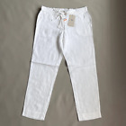 TOMMY BAHAMA Women's Palmbray Tapered Linen Pant White Size S (New)