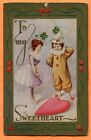 To My Sweetheart, Vintage Valentine Postcard Postmarked Hilbert, Wis. 1911