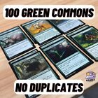 100 GREEN Magic the Gathering Cards Commons Bulk Lot NO DUPLICATES Commander