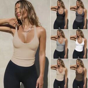 Women Sleeveless Racerback Tank Tops Slim Fit Sleeveless Cami Yoga Gym Blouse