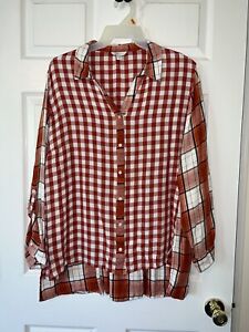 Cato Red Plaid Long Sleeve Tunic Size 22/24