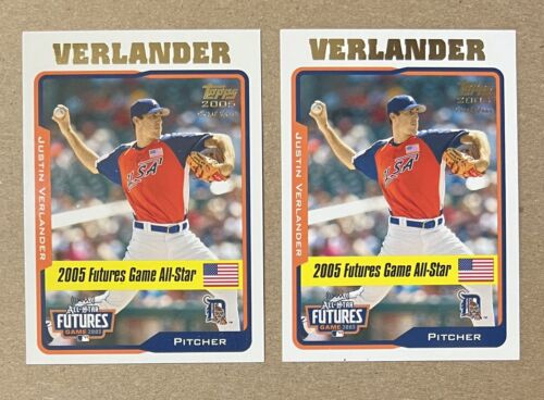 Lot of 2 Justin Verlander 2005 Topps Update First Year RC ROOKIE Futures #US220