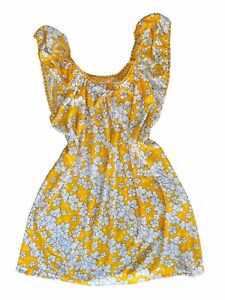 Vintage 65 Percent Silk Chemise Teddy Dress Yellow Flowers Nwot