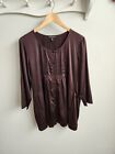 Eileen Fisher brown silk pleated top M